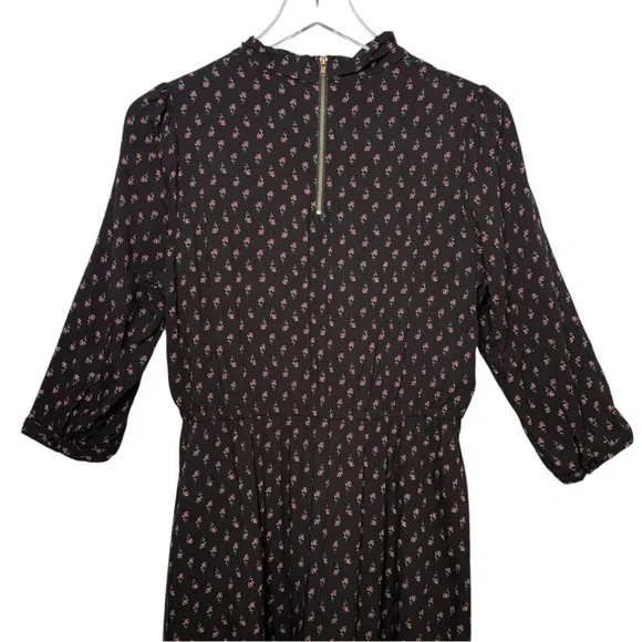 LOUCHE X ModCloth Drive Me Dainty Black Micro Floral Women’s Mid Length Dress L - Picture 12 of 14
